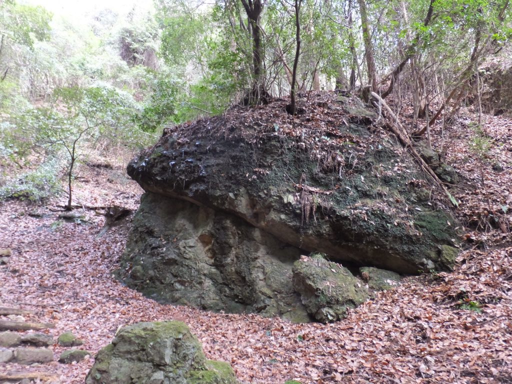 二上山登山道巨石