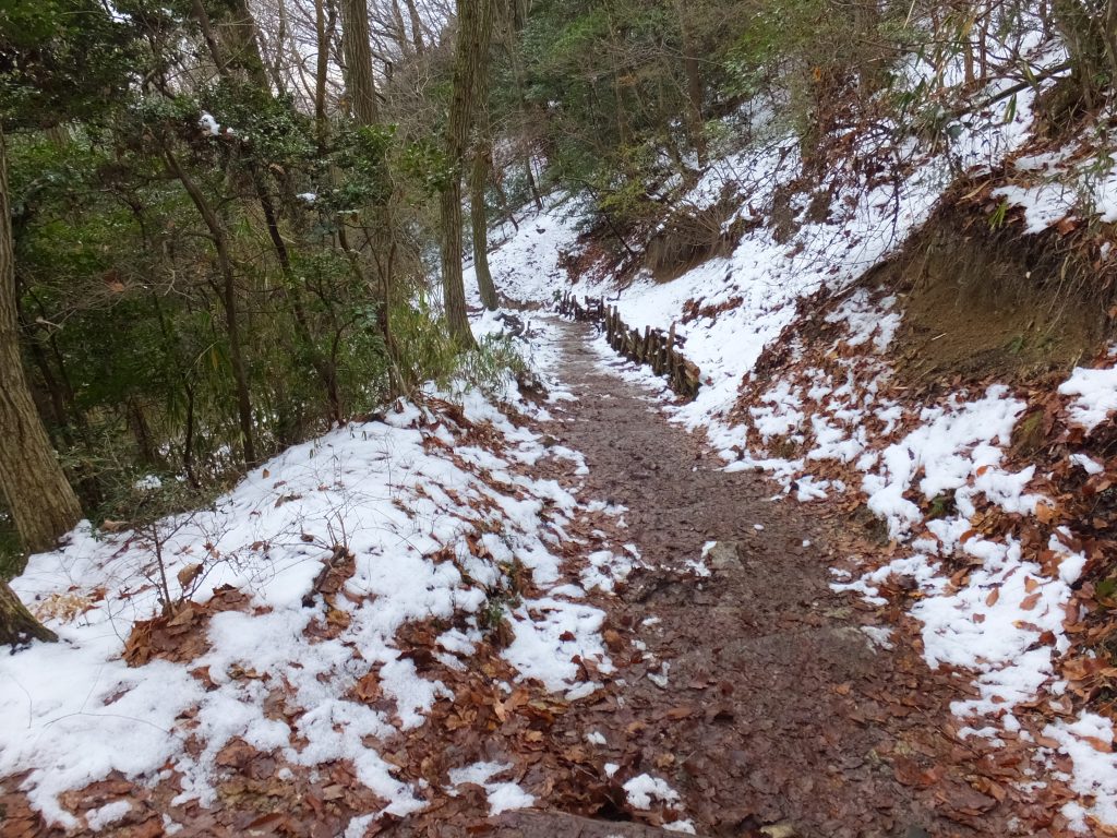 二上山登山道の雪だらけ