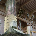 社殿を貫くように立つ大杉