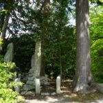 境内の石碑と大木