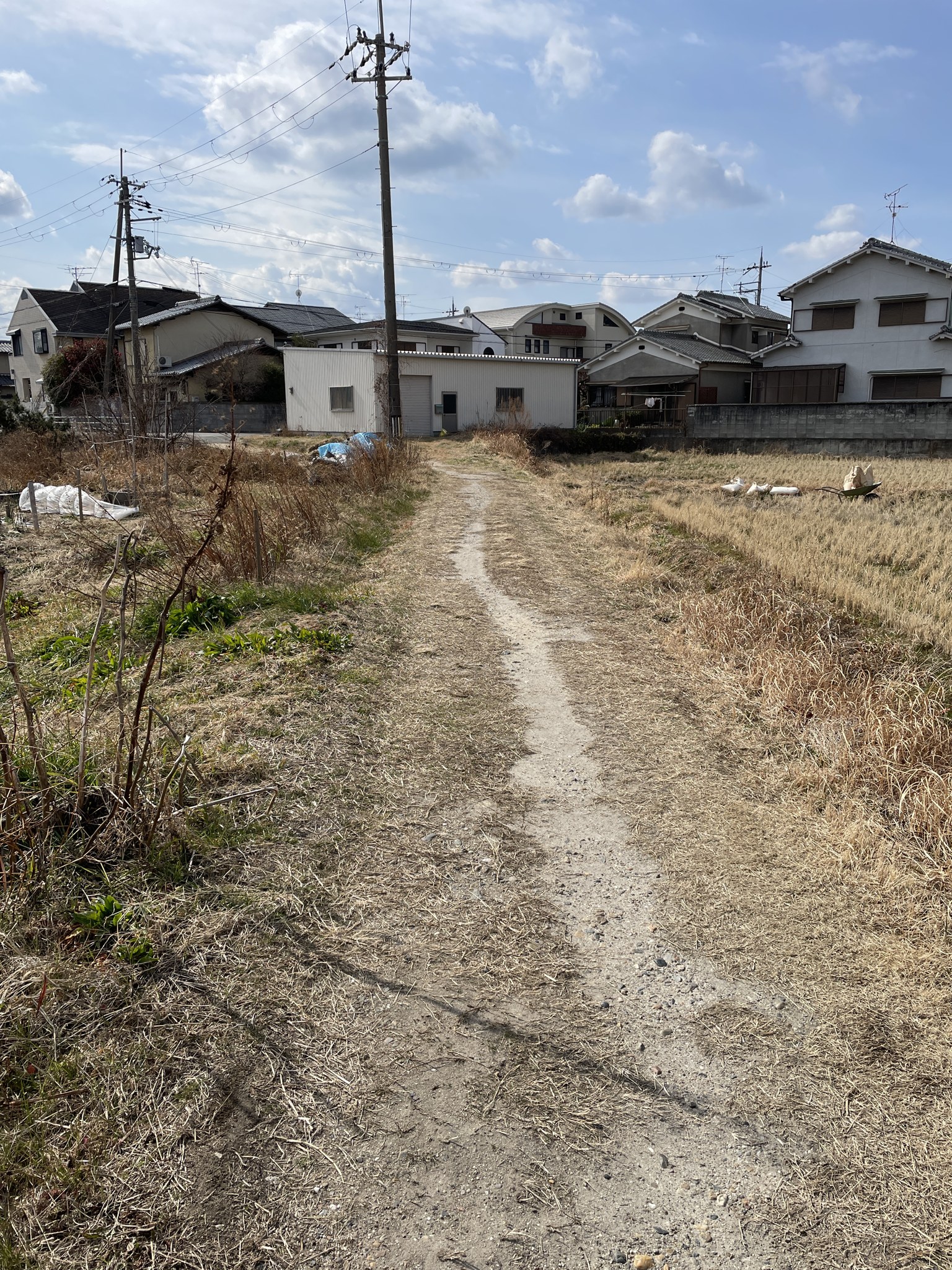 天理軽便鉄道の廃線跡の道