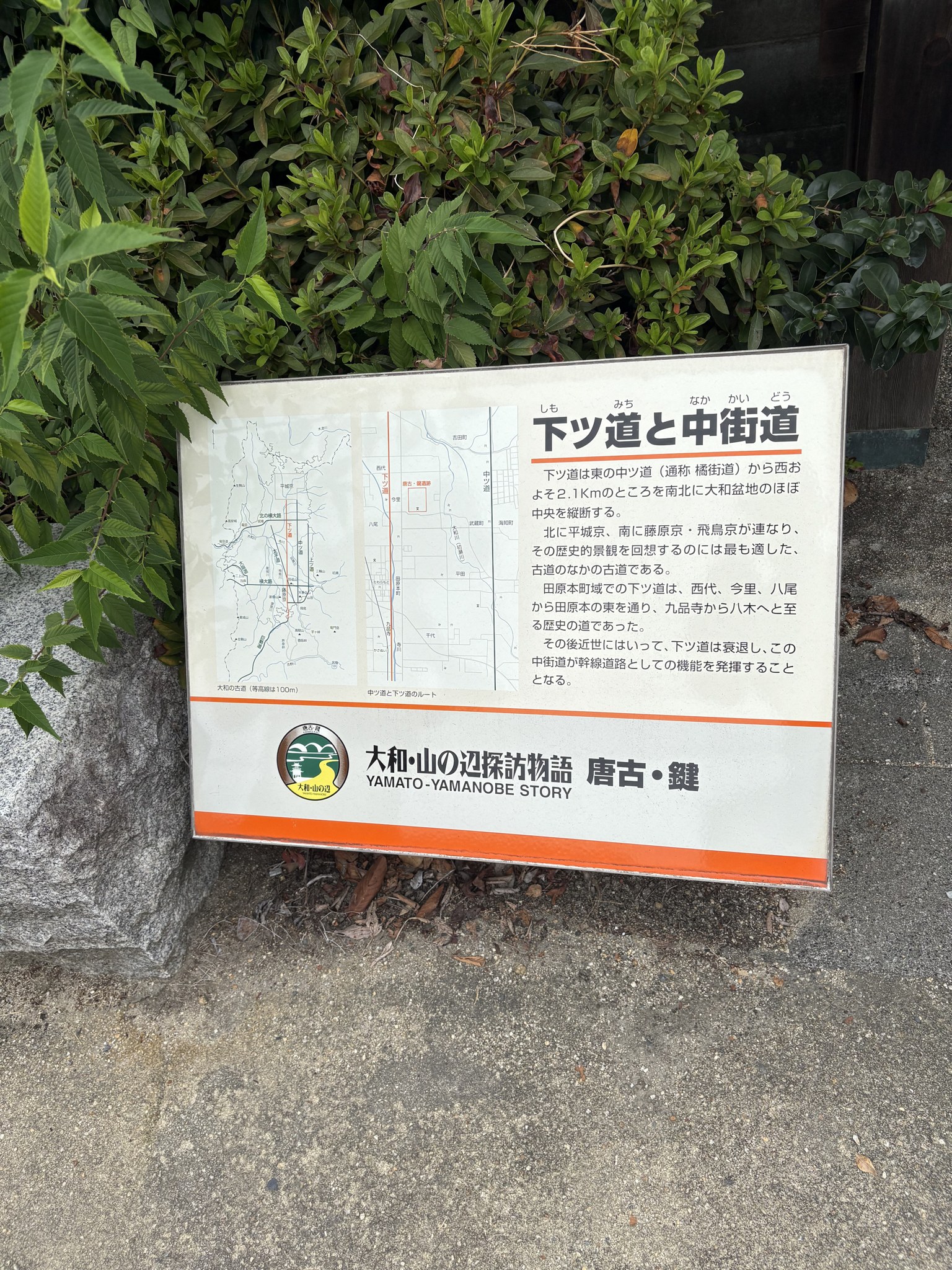 「下ツ道と中街道」の案内板