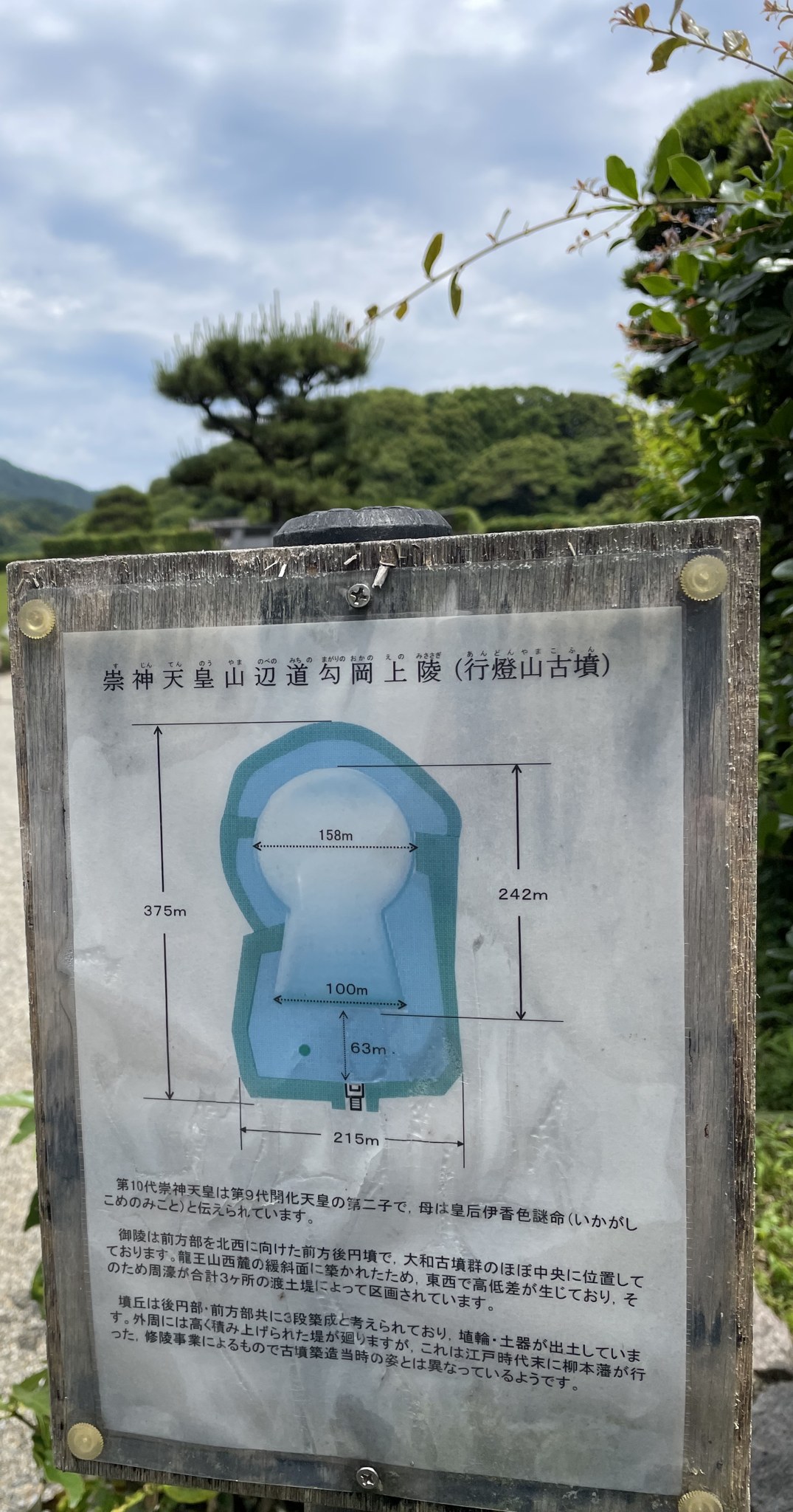 崇神天皇陵(行燈山古墳)の説明板