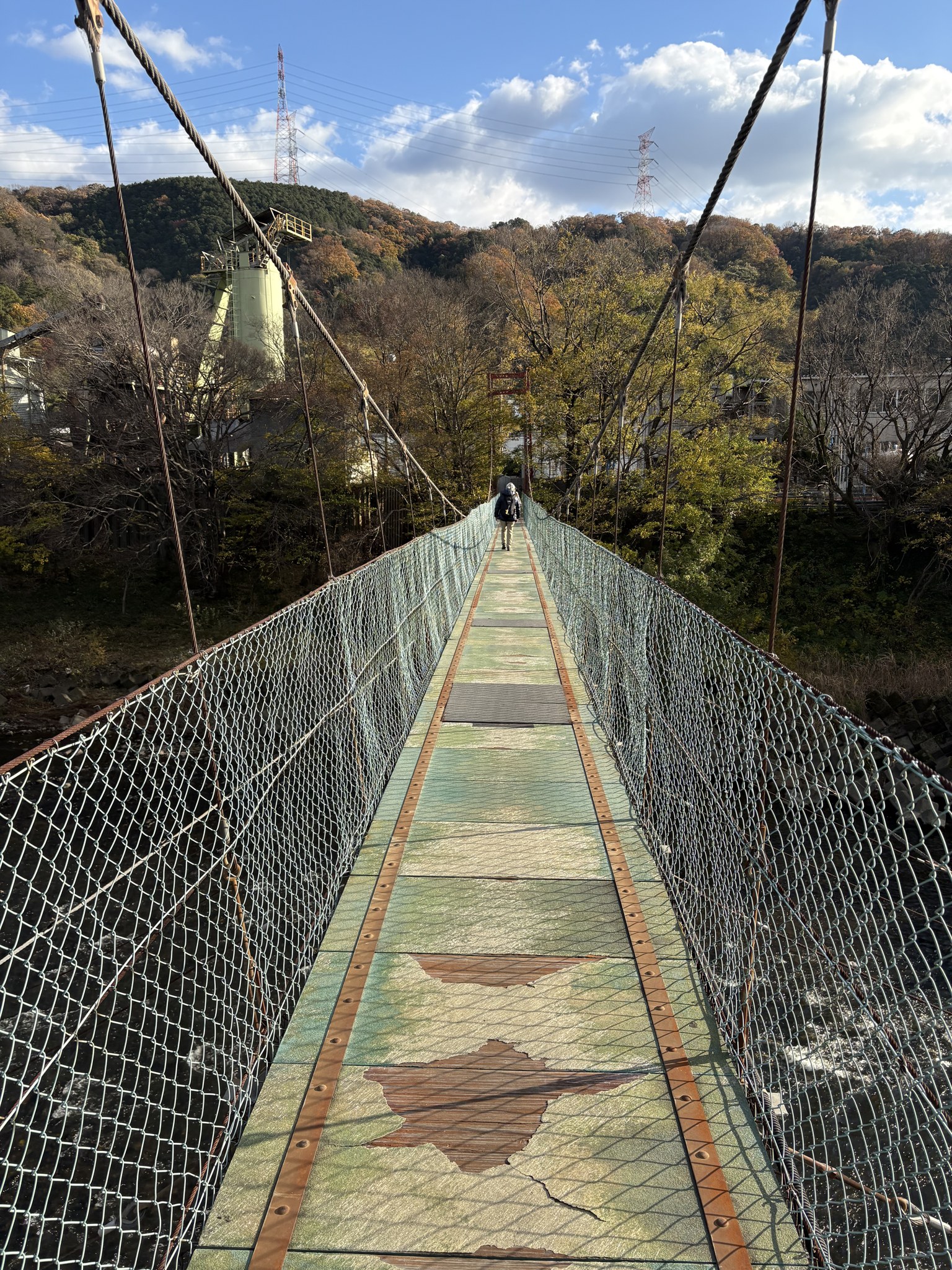 大和川にかかる吊り橋