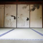 長岳寺旧地蔵院の鶴が描かれた襖絵