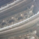 興福寺五重塔の軒を支える組物と白い瓦の美しいディテール