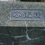 「谷瀬橋」と刻まれた親柱の銘板