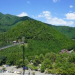 谷瀬の吊り橋の全景(十津川村上野地)