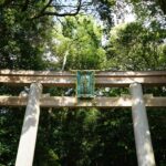 大神神社の二の鳥居を見上げる