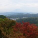 信貴山の山上から見下ろす大和平野の眺め